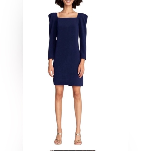 Trina Turk Blanche puff shoulder sheath dress ink navy size 14 nwt - Picture 2 of 6
